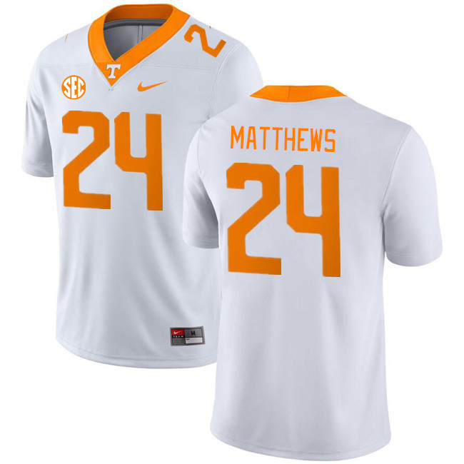 Men #24 Jordan Matthews Tennessee Volunteers College Football Jerseys Stitched Sale-White - Click Image to Close
